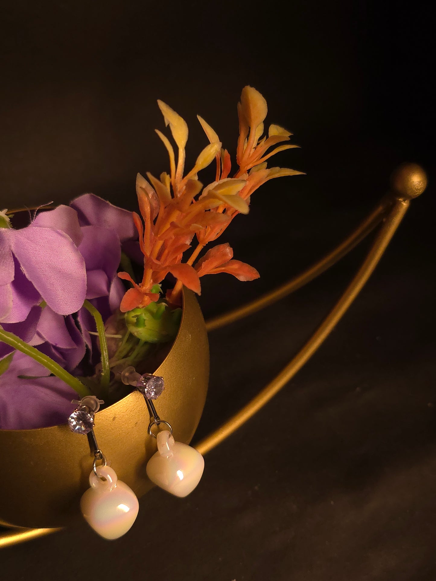 Opalite Heart Drop Earrings