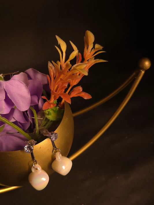 Opalite Heart Drop Earrings