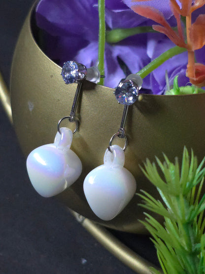 Opalite Heart Drop Earrings