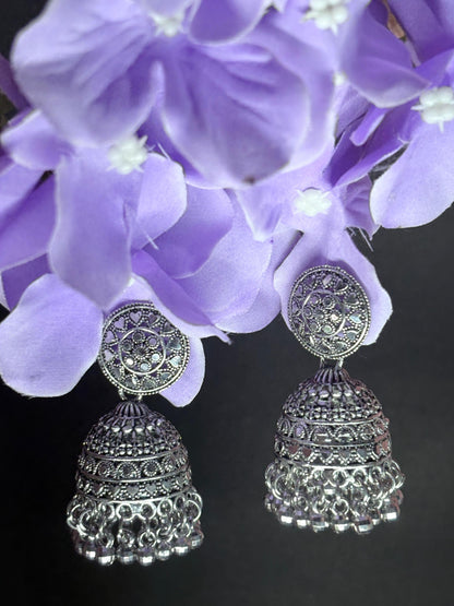 Oxidized jhumka with distinctive dome shape - 249