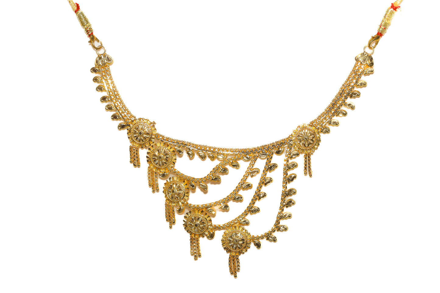 Golden Bloom Necklace with Earrings