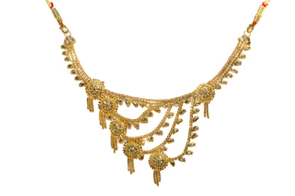 Golden Bloom Necklace with Earrings