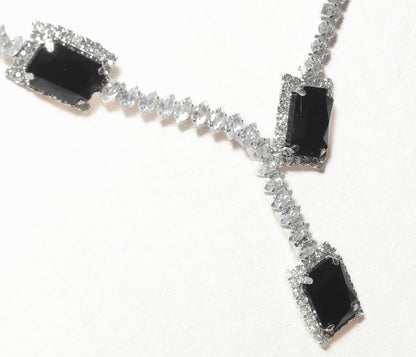 Elegant Rectangular Black Onyx (Y- Necklace )