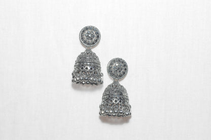 Oxidized jhumka with distinctive dome shape - 249