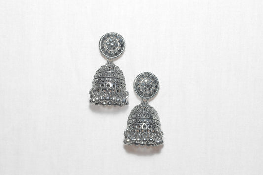 Oxidized jhumka with distinctive dome shape - 249