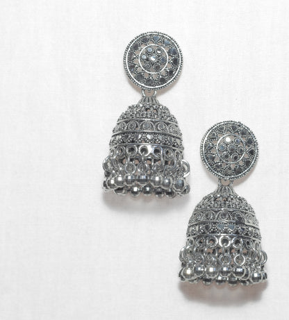 Oxidized jhumka with distinctive dome shape - 249