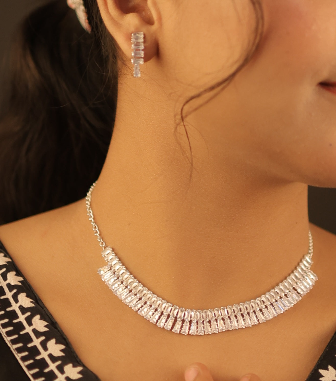 Sterling Silver Traditional Necklace with Earrings