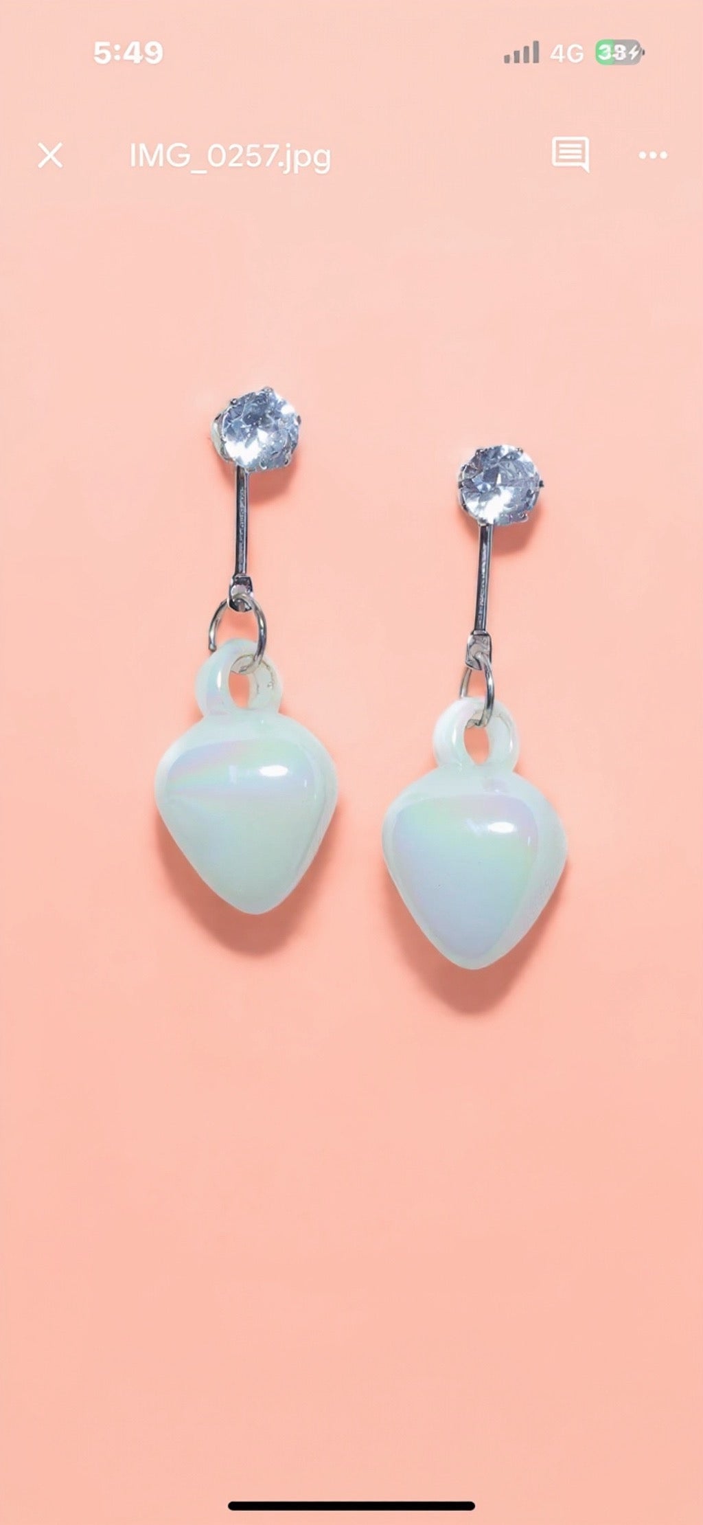 Opalite Heart Drop Earrings