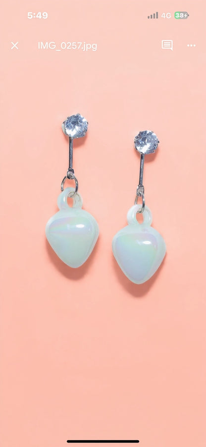 Opalite Heart Drop Earrings