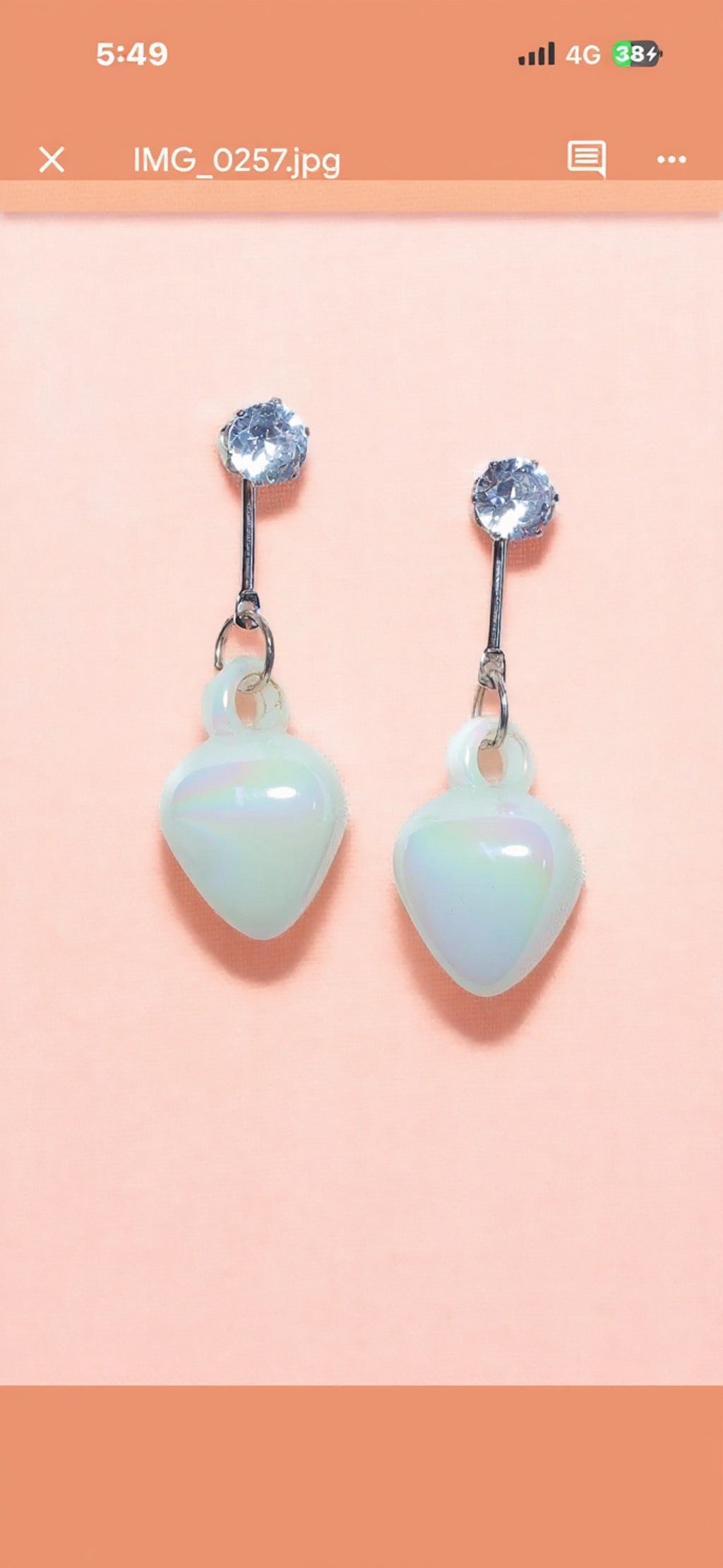 Opalite Heart Drop Earrings